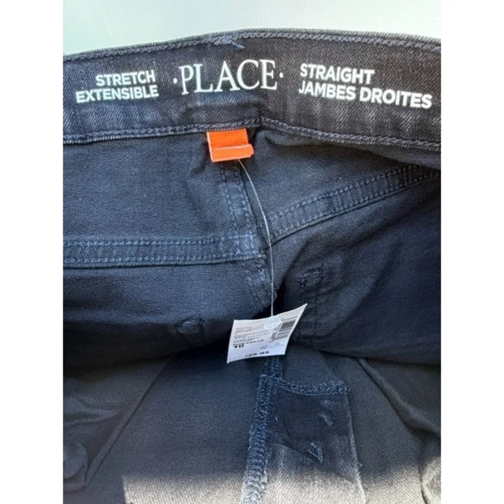 The‎ Childrens Place Boys Jeans Size 10 Black Stretch Straight Leg Adjustable